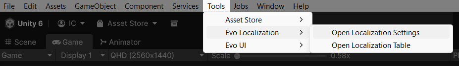 Tools Menu