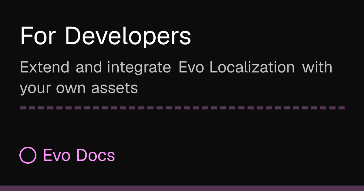 For Developers - Evo Docs