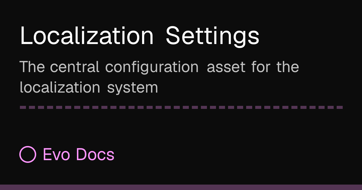 Localization Settings - Evo Docs
